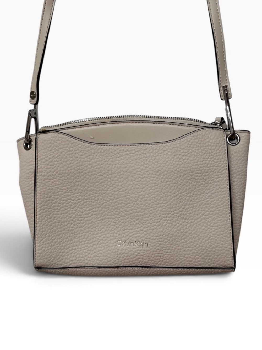 Calvin Klein Taupe Grey Pebble Faux Leather Crossbody Bag NWOT